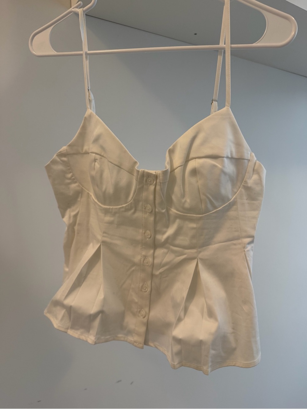 ZARA Women's White Bustier Button-Front Cami Top